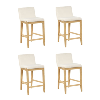 Gracie Modern Bar Stool, Boucle Upholstered Chair and Brushed Wooden Legs