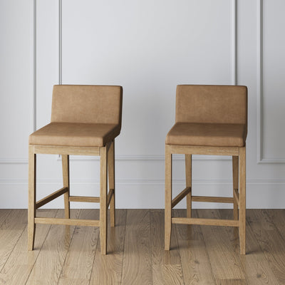 Gracie Modern Bar Stool, Boucle Upholstered Chair and Brushed Wooden Legs