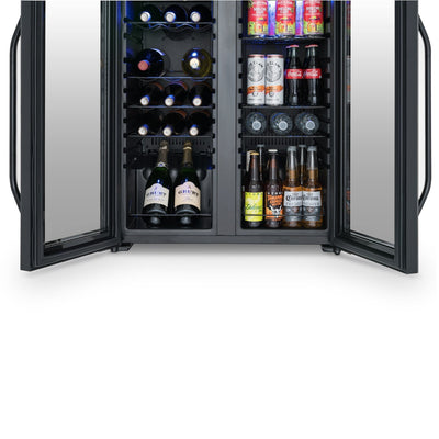 Newair Wine and Beverage Refrigerator, 18 Bottles & 59 Cans, Dual Temperature Zones, Freestanding, Digital Temperature Control