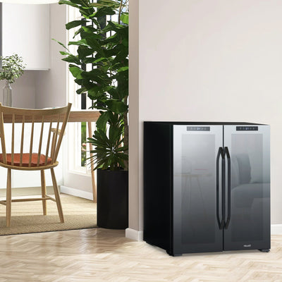 Newair Wine and Beverage Refrigerator, 18 Bottles & 59 Cans, Dual Temperature Zones, Freestanding, Digital Temperature Control