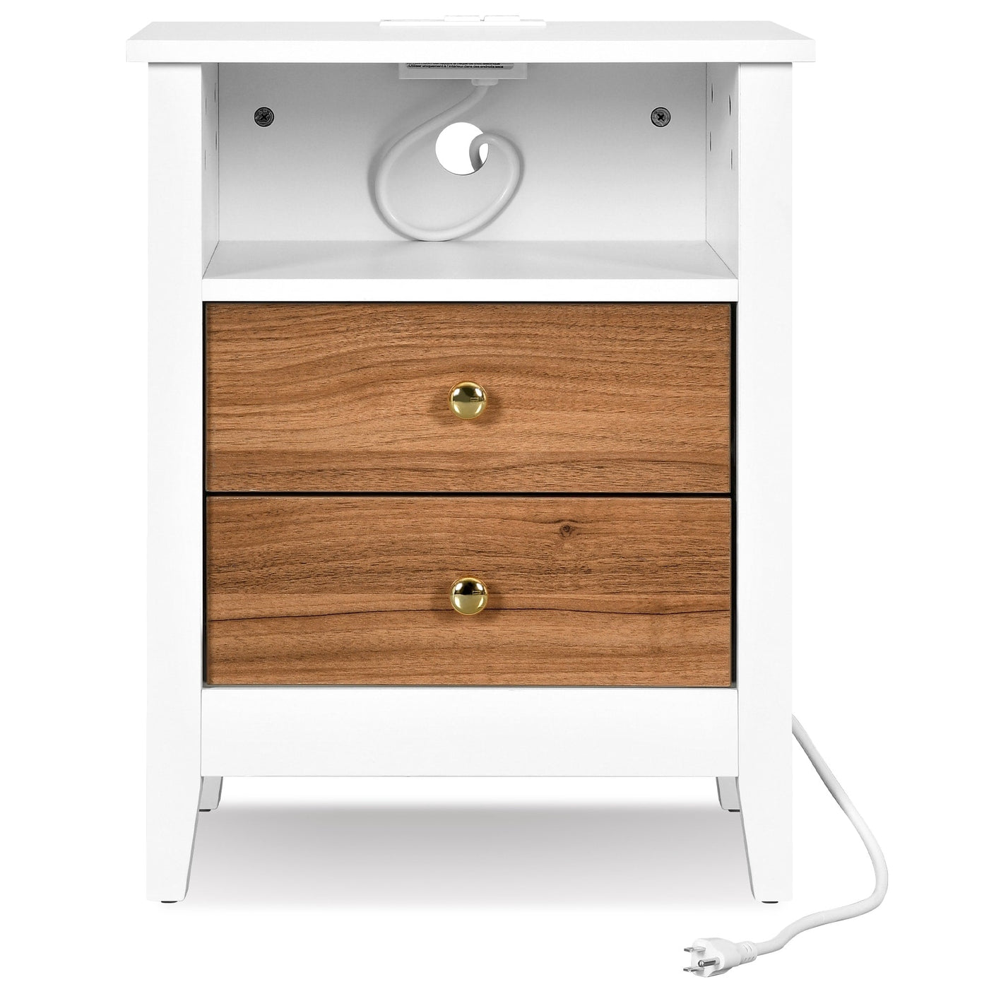 Nightstand Set of 2 with Charging Station End Side Table with 2 Drawers with USB Ports and Outlets Bedside Bed
