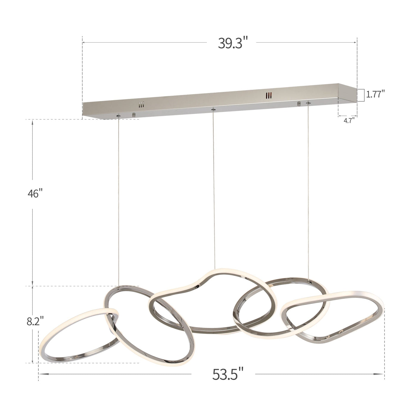 Nordic Luxury Interlocked Stainless Steel LED Chandelier Dining Room Ceiling Light