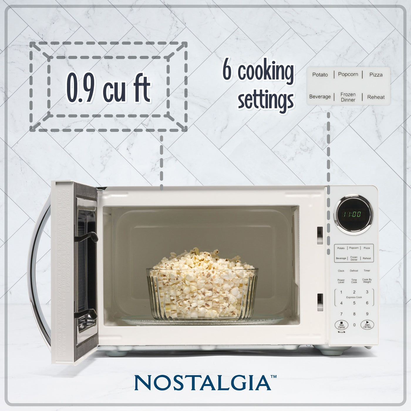 Nostalgia Retro 0.9 Cubic Foot Countertop Microwave Oven