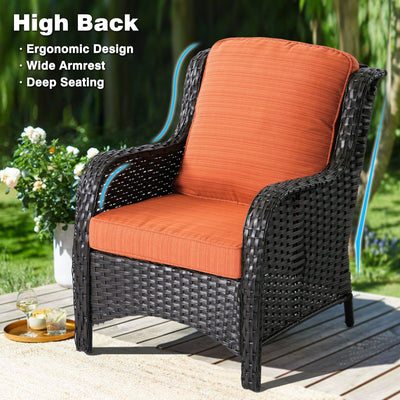 OVIOS 5-piece Patio Wicker High Back Conversation Set