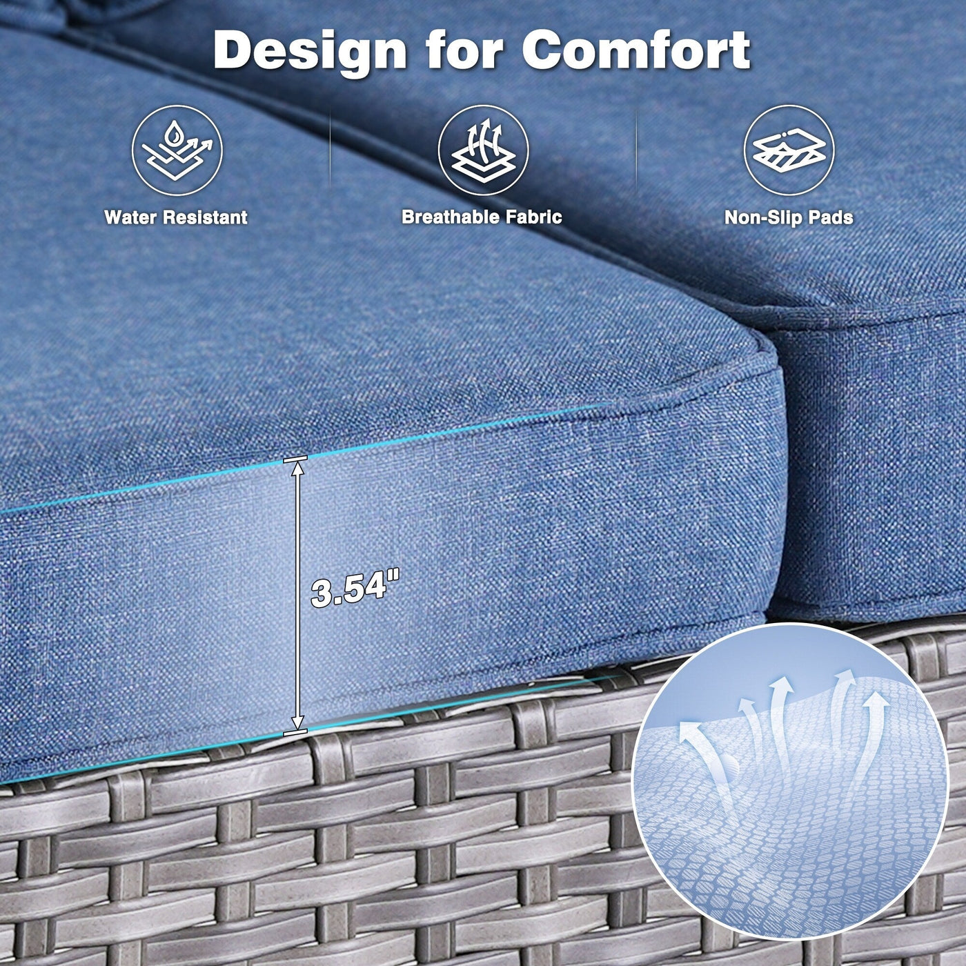 OVIOS 5-piece Patio Wicker High Back Conversation Set