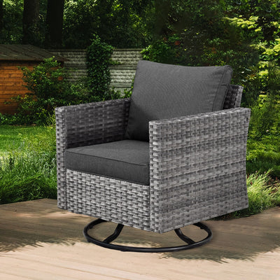 OVIOS Deep Seat Wicker 11-piece Sectional Set Swivel Chairs Fire Pit
