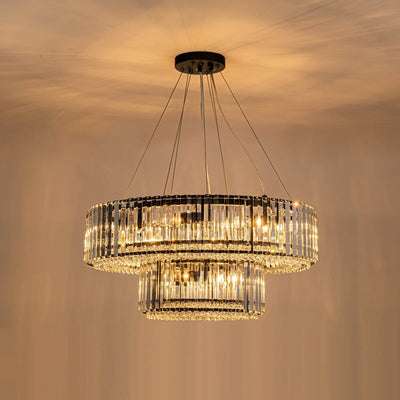 OYIPRO 6/8/12-Light Modern Round Crystal Chandelier Drum Shape Pendant Light for Kitchen Island