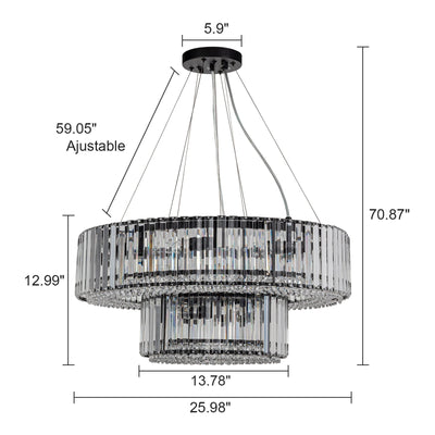 OYIPRO 6/8/12-Light Modern Round Crystal Chandelier Drum Shape Pendant Light for Kitchen Island