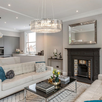 OYIPRO 6/8/12-Light Modern Round Crystal Chandelier Drum Shape Pendant Light for Kitchen Island