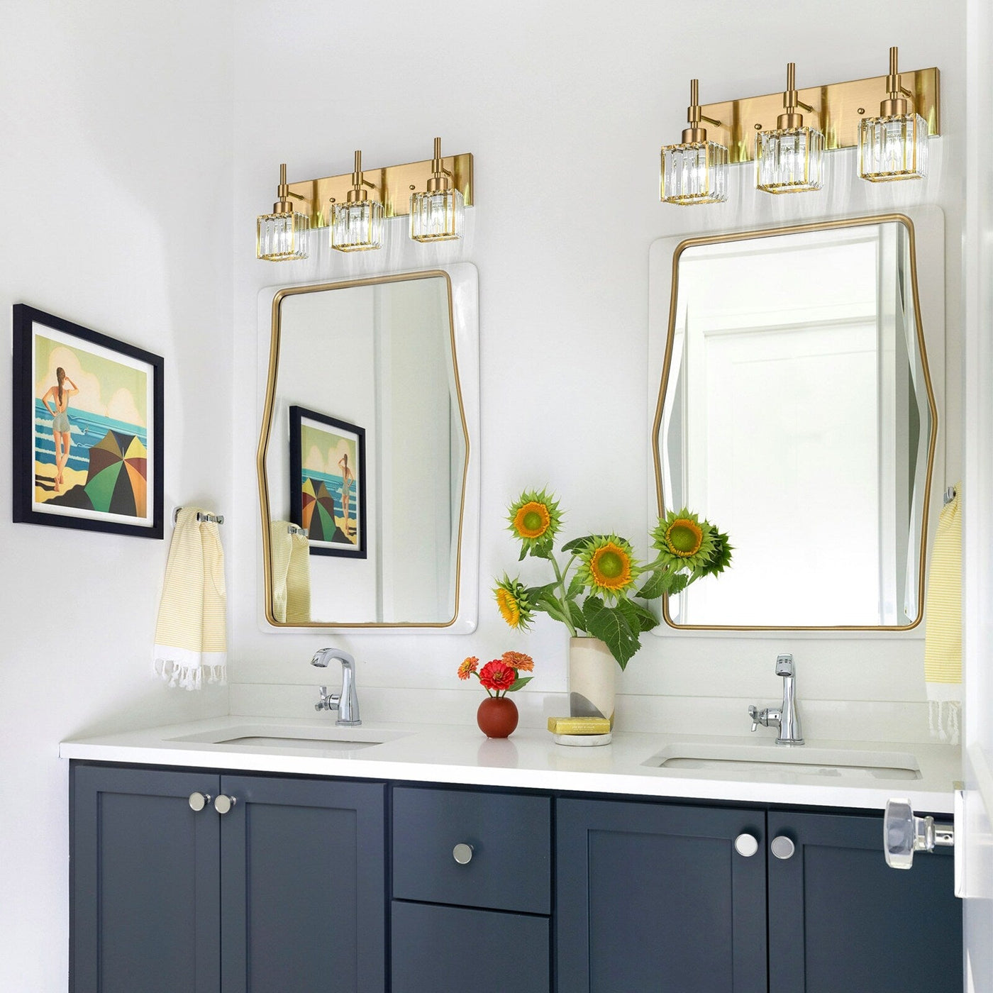 Ora Modern Dimmable Crystal Bathroom Light Fixtures Over Mirror Glam Vanity Lights