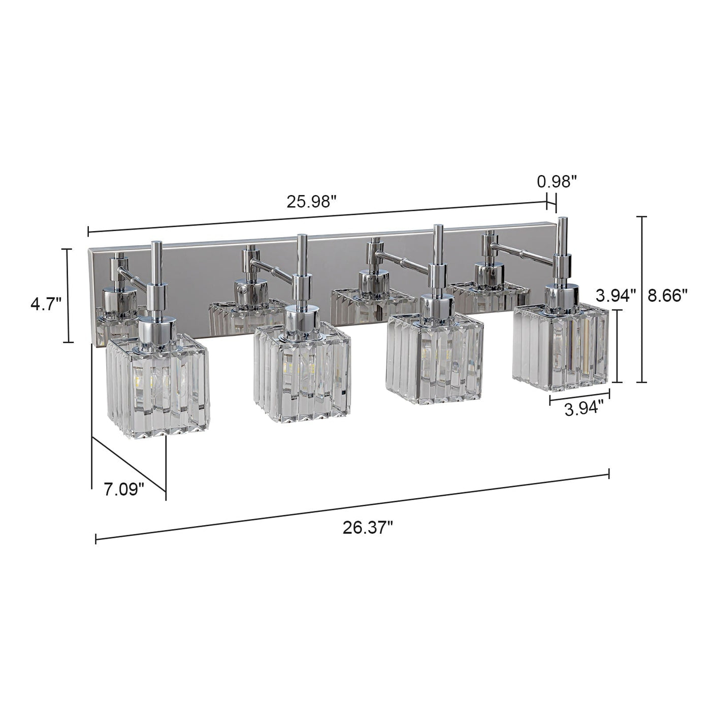 Ora Modern Dimmable Crystal Bathroom Light Fixtures Over Mirror Glam Vanity Lights