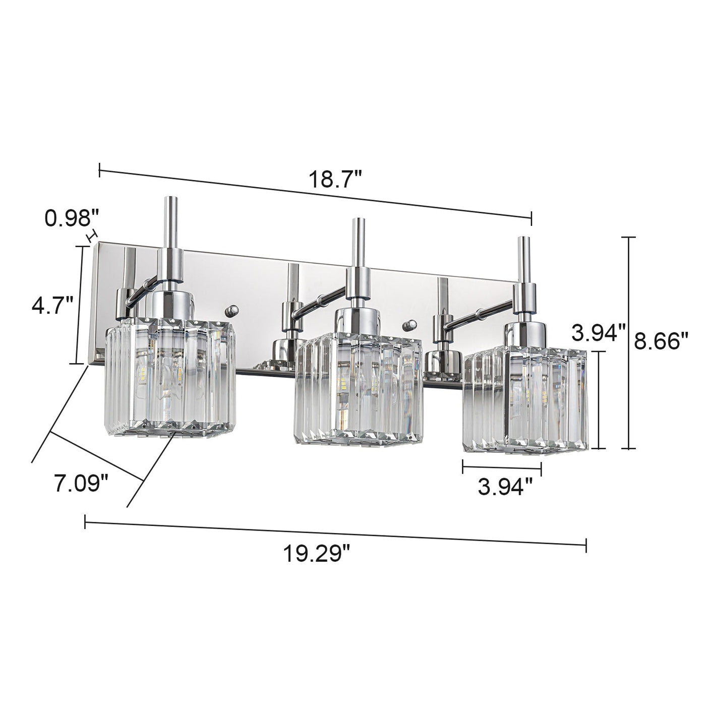 Ora Modern Dimmable Crystal Bathroom Light Fixtures Over Mirror Glam Vanity Lights