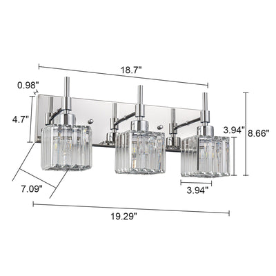 Ora Modern Dimmable Crystal Bathroom Light Fixtures Over Mirror Glam Vanity Lights