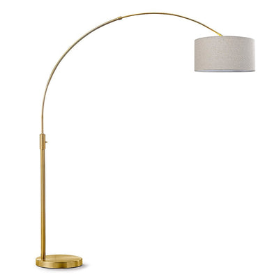 Orbita 81H LED Dimmable Retractable Arch Floor Lamp, Bulb included, Antique Brass Finish