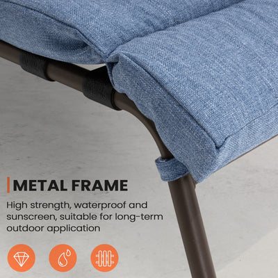 Outdoor Adjustable Patio Chaise Lounge Chair with Cushion Beach Poolside