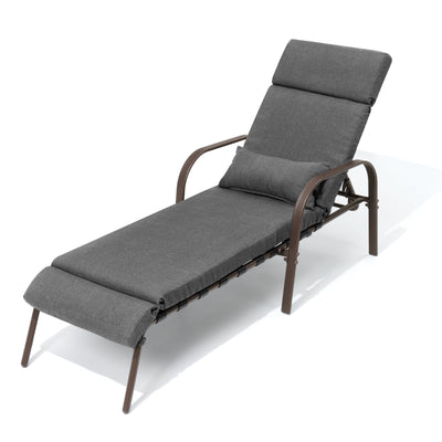 Outdoor Adjustable Patio Chaise Lounge Chair with Cushion Beach Poolside