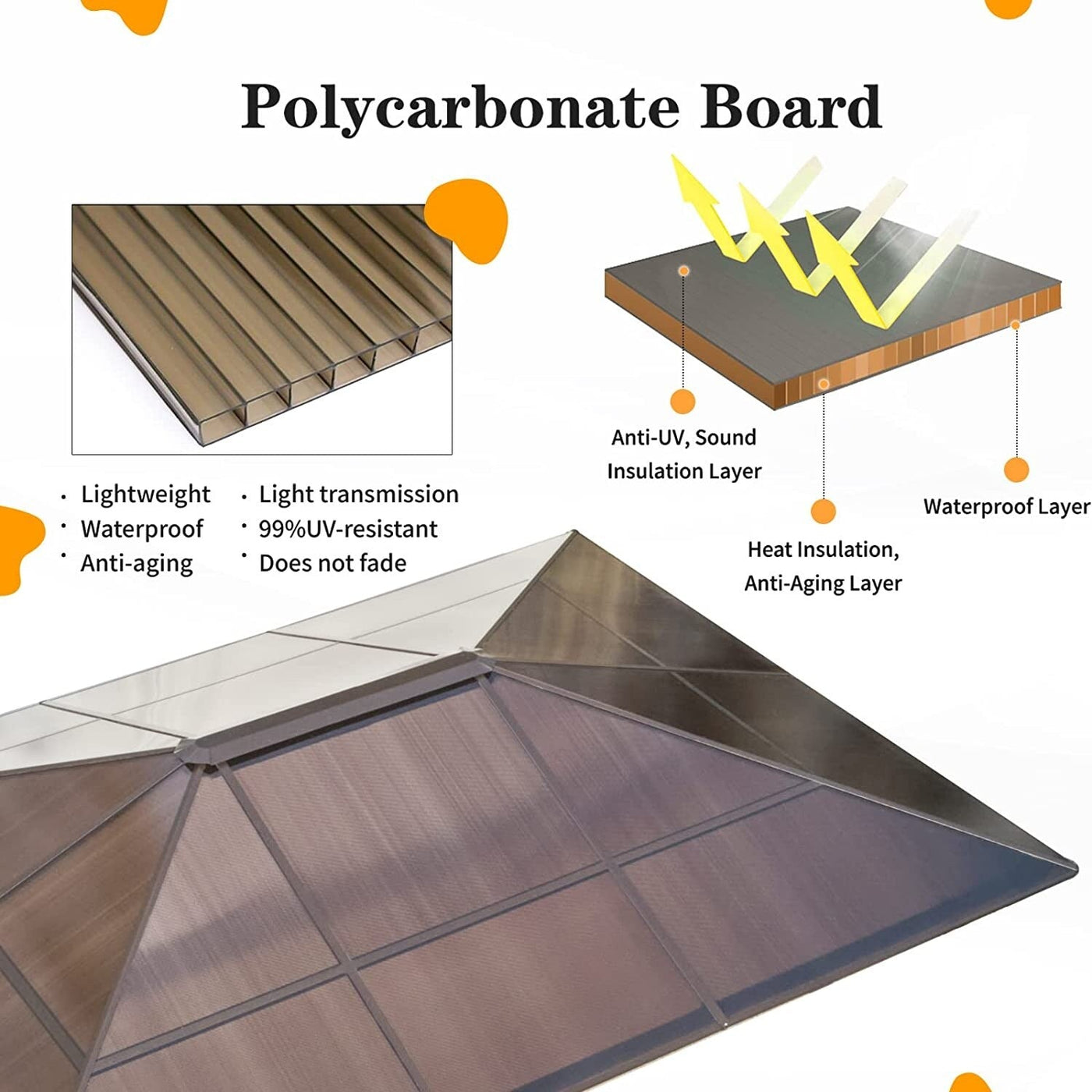 EROMMY Hardtop Gazebo,Outdoor Pergola with Double Roof & Netting & Curtains,Heavy Duty Canopy for Patio, Backyard, Pool party