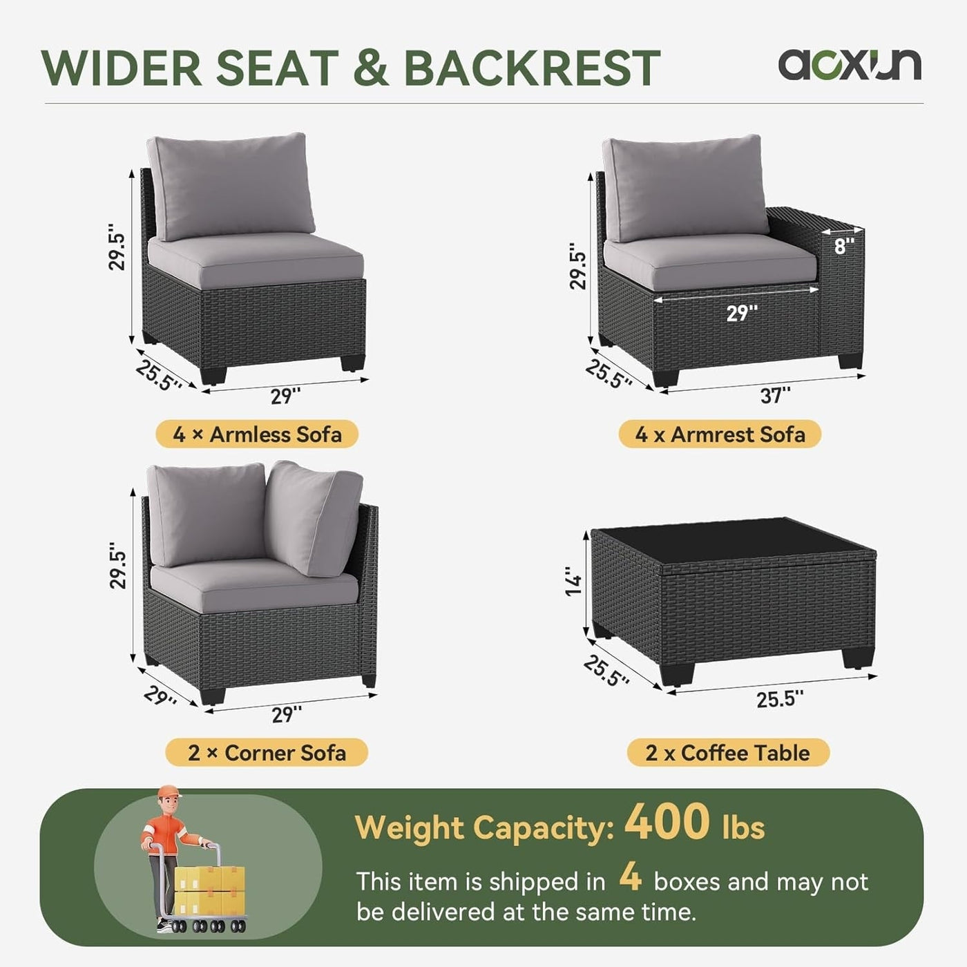 Outdoor Patio Furniture Sets with 4in Thicken Cushion