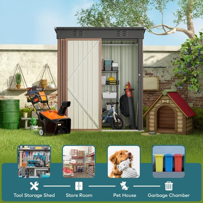Outdoor Storage Metal Shed Garden Tool Shed with Lockable Door for Patio Furniture and Tools