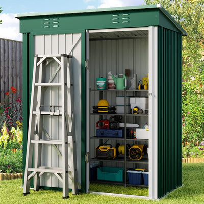 Outdoor Storage Metal Shed Garden Tool Shed with Lockable Door for Patio Furniture and Tools