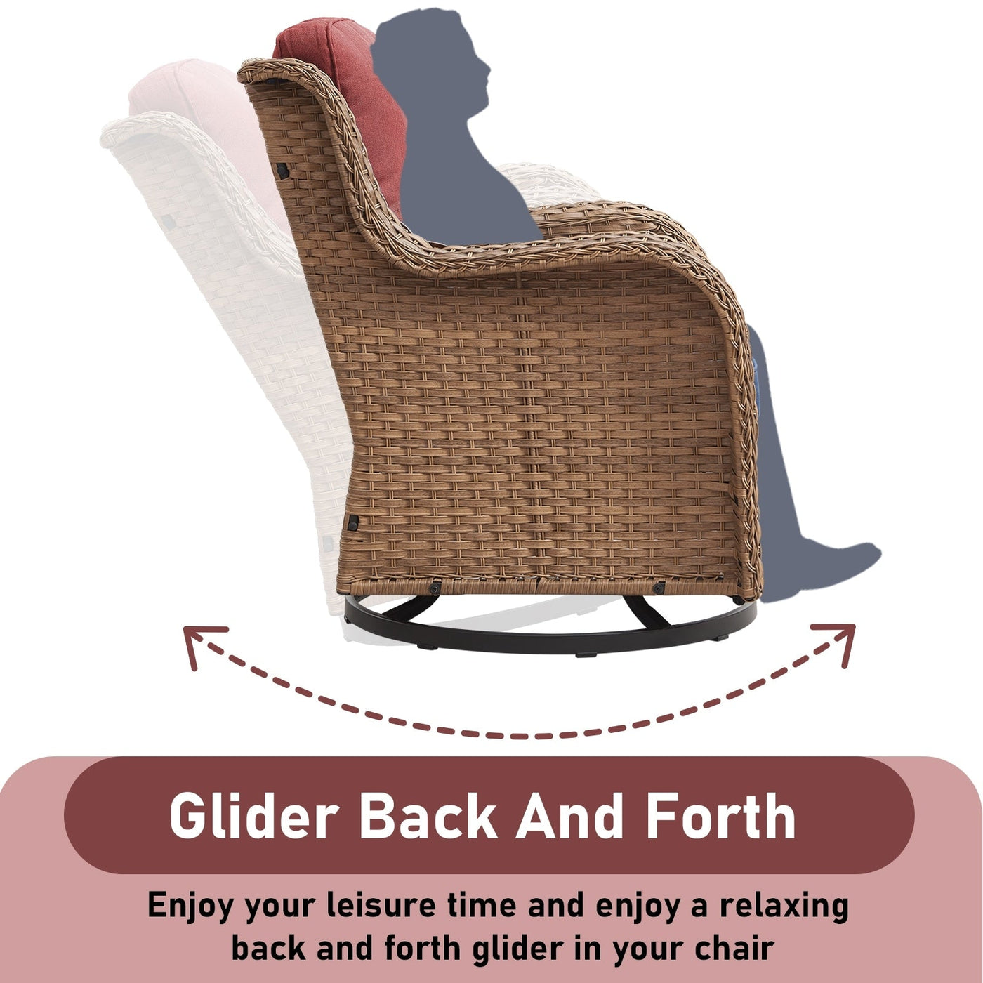 Gymojoy Outdoor Wicker Rocking Lounge Chairs with Swivel Base (Set of 2)