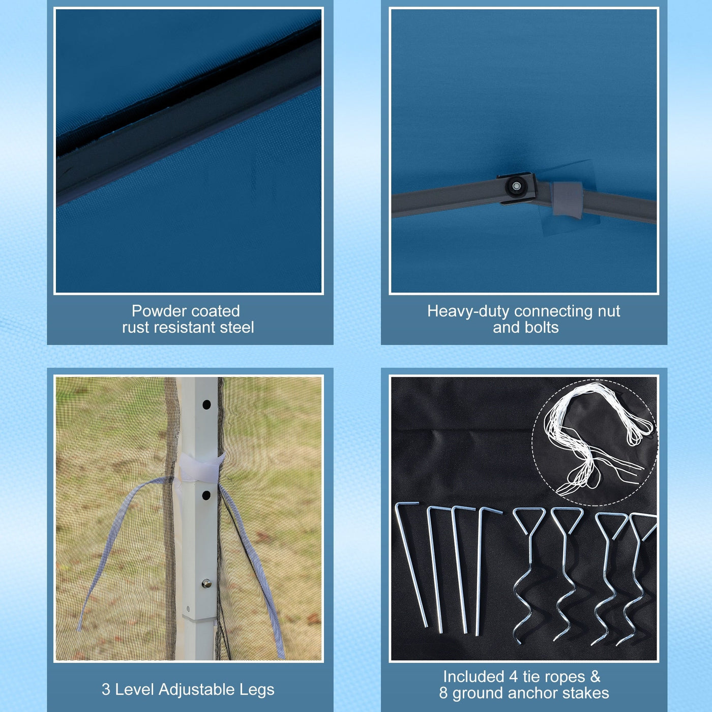 Outsunny 10' x 10' Heavy Duty Pop Up Canopy with Removable Mesh Sidewall Netting, Easy Setup Design, Outdoor Party Event