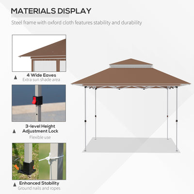 Outsunny 12' x 12' Pop Up Canopy Sun Shade Instant Tent Folding with Mesh Sidewall Netting, 3-Level Adjustable Height