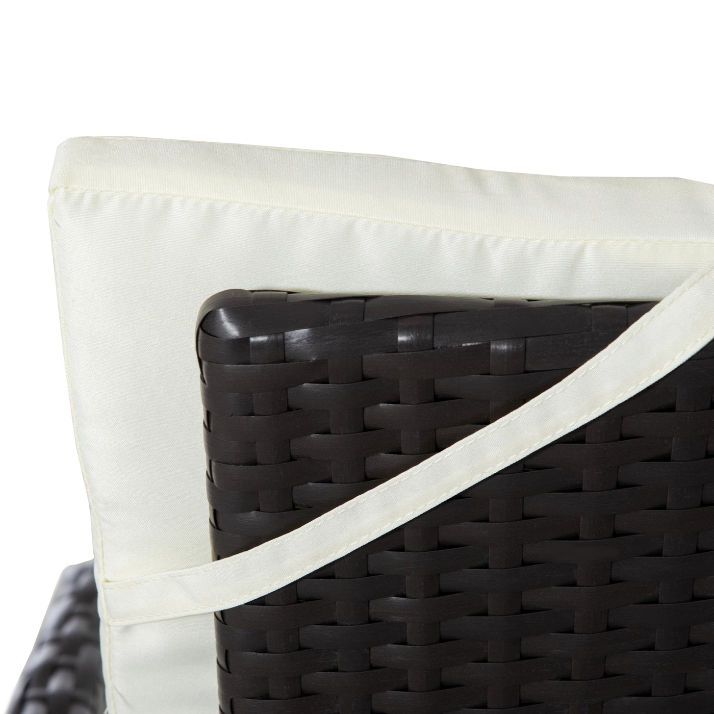 Outsunny 3 Pieces Patio PE Rattan Sofa Set, Outdoor Recliner Chairs Wood Grain plastic Top Coffee Table