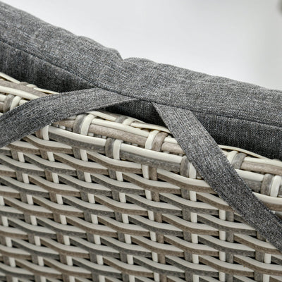 Outsunny 3 Pieces Patio PE Rattan Sofa Set, Outdoor Recliner Chairs Wood Grain plastic Top Coffee Table