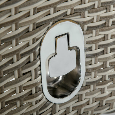 Outsunny 3 Pieces Patio PE Rattan Sofa Set, Outdoor Recliner Chairs Wood Grain plastic Top Coffee Table