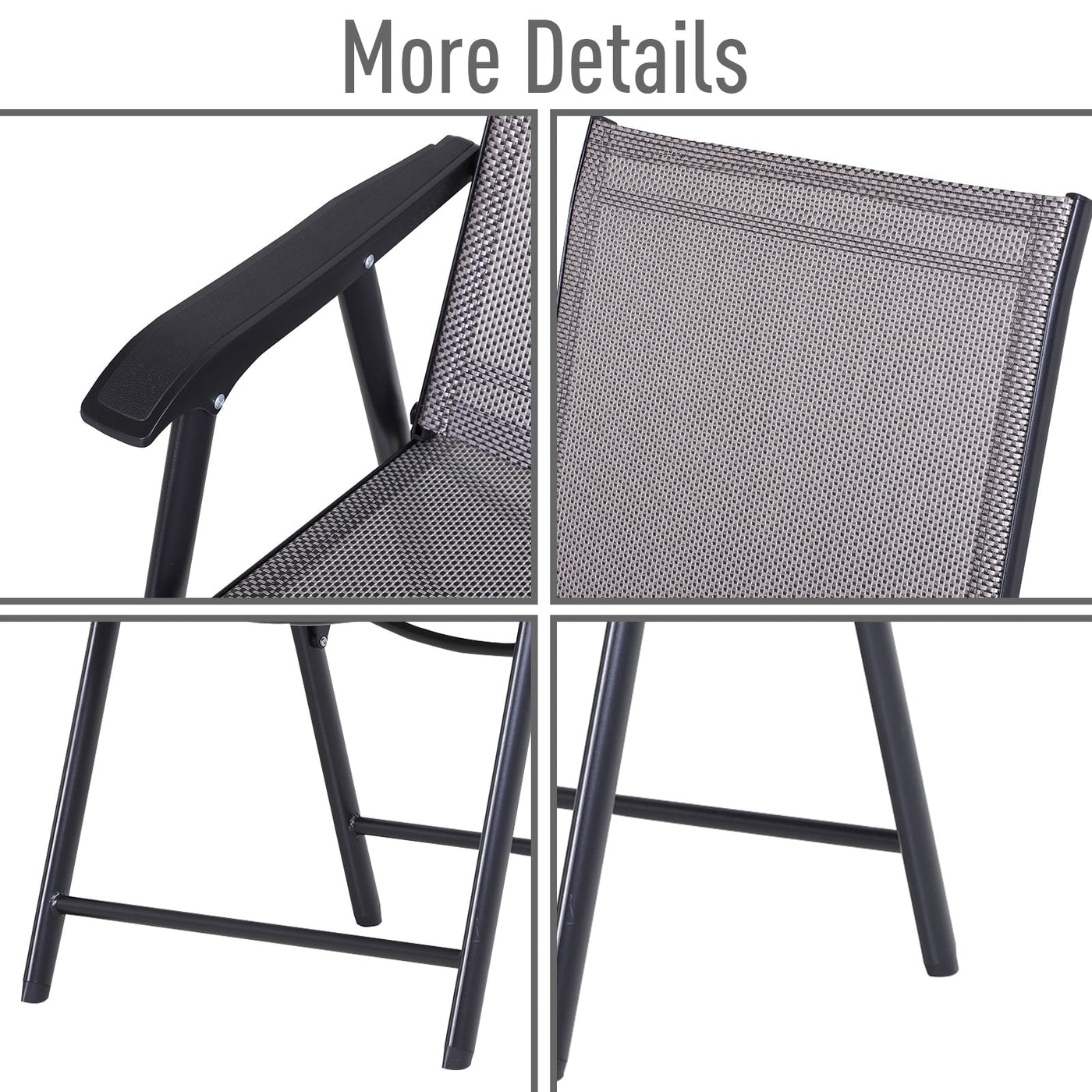 Outsunny 4-piece Folding Patio Chair Set with a Simple & Chic Design, Comfortable for the Deck, Garden, Yard & Travel