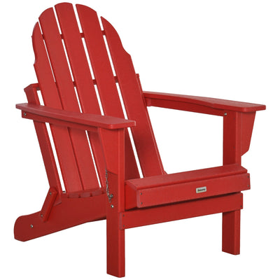 Outsunny Folding Adirondack Chair, HDPE Outdoor All Weather Plastic Lounge Beach Chairs for Patio Deck and Lawn Furniture