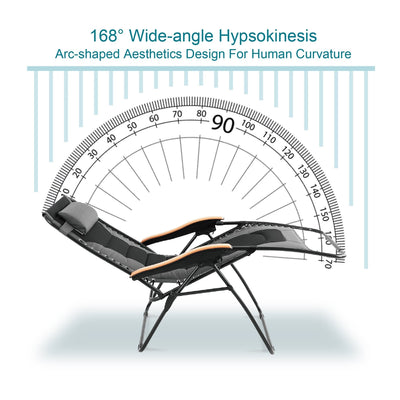 Oversize XL Padded Zero Gravity Lounge Chair Wider Armrest Adjustable Recliner with Cup Holder - N/A