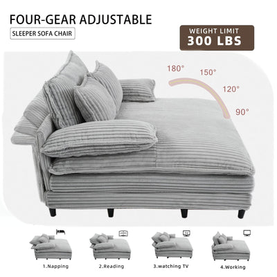 Oversized Chaise Lounge Fluffy Corduroy Sofa Bed Adjustable
