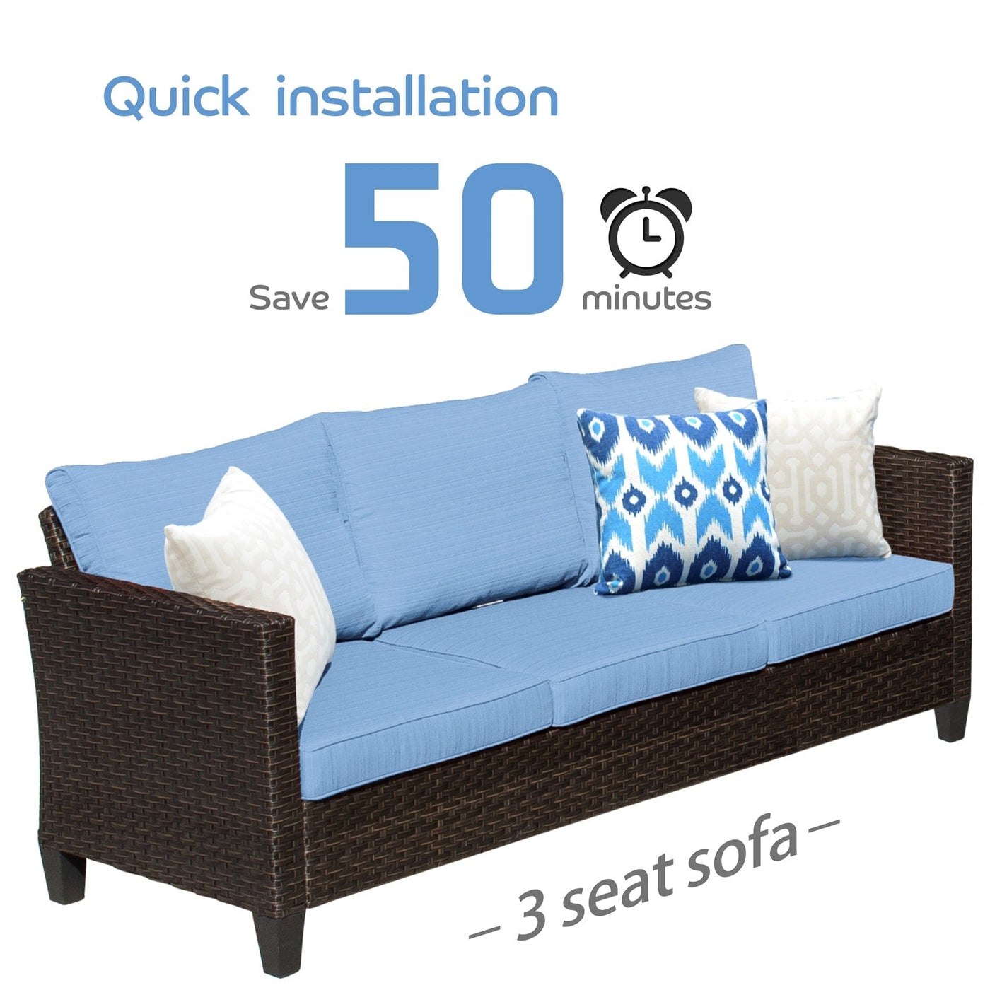 OVIOS 5-piece Patio Furniture Wicker Outdoor High-back Seating Set