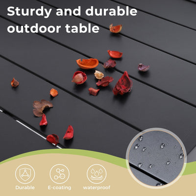 MAISON ARTS 6-Piece Patio Dining Set with 10ft 3 Tier Auto-tilt Umbrella: 4 Metal Outdoor Chairs 1 Metal Square Dining Table