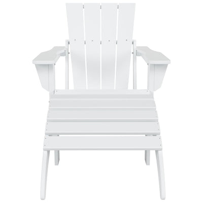 Polytrends Laguna Hdpe All Weather Outdoor Patio Foldable Adirondack Chair With Ottoman (2-Piece Set)