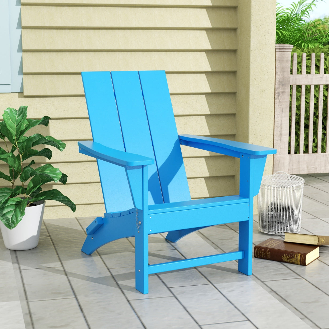 Polytrends Shoreside Modern Eco-Friendly All Weather Commercial-Residential Folding Adirondack Chair