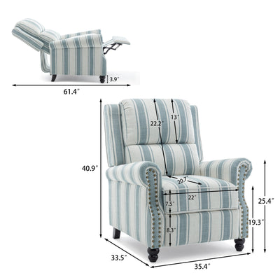 Manual Pushback Recliner Chairs with Nailhead Trim