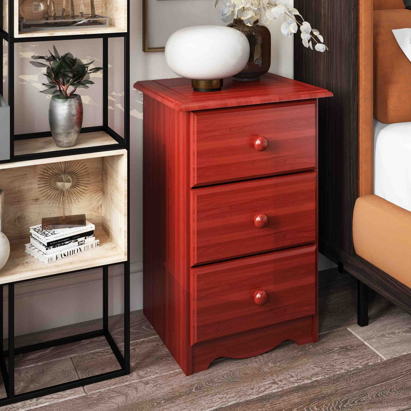 Palace Imports 100% Solid Wood 3-Drawer Nightstand with Metal or Wooden Knobs
