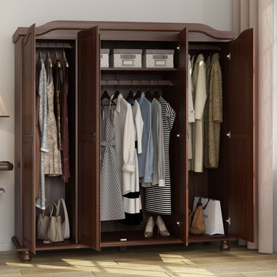 Palace Imports 100% Solid Wood Kyle 4-Door Wardrobe Armoire with Solid Wood or Mirrored Doors