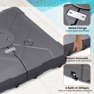 Pellebant 220 lbs Patio Cantilever Umbrella Base with Wheels - N/A