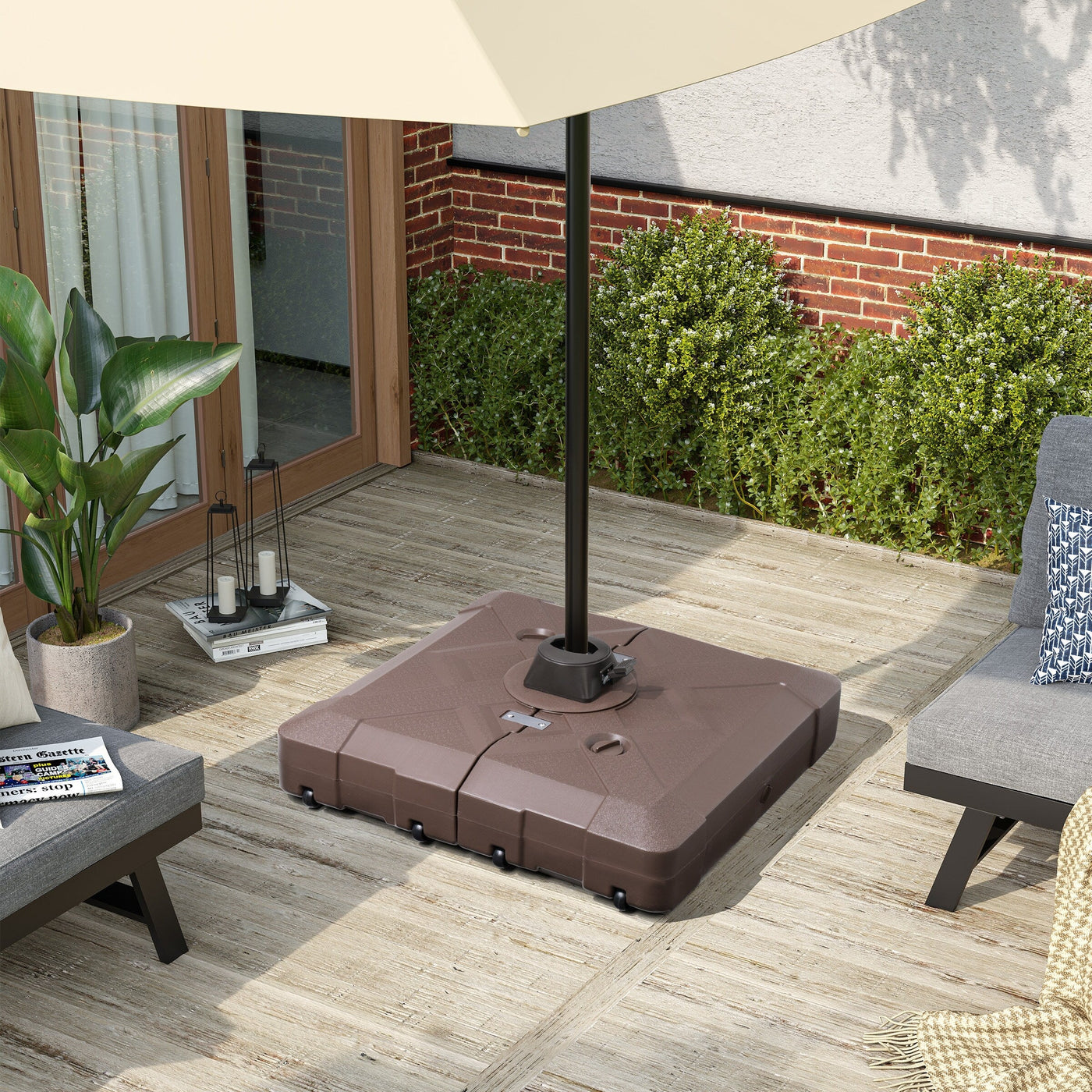 Pellebant 220 lbs Patio Cantilever Umbrella Base with Wheels - N/A