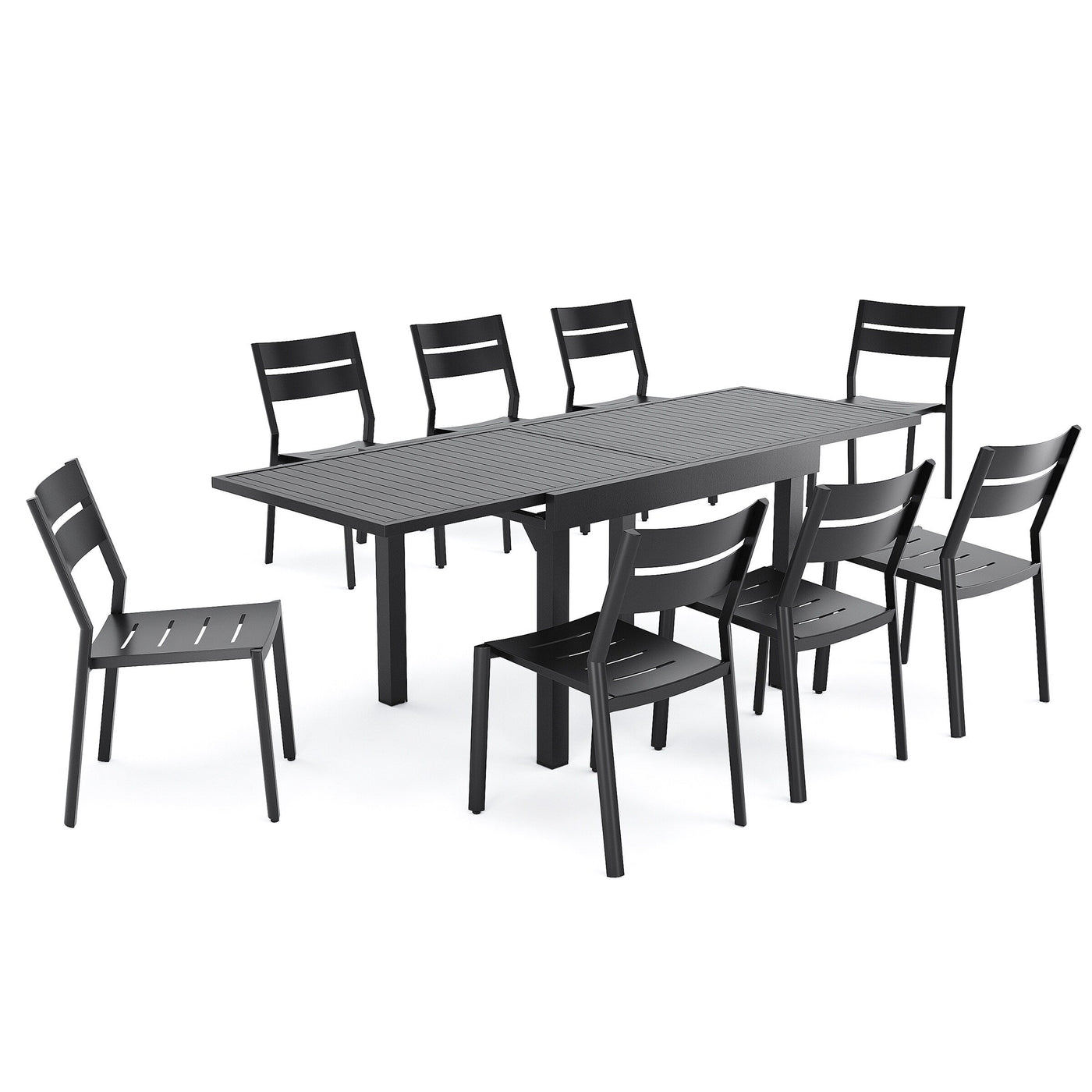 Pellebant 5/7/9-piece Aluminum Outdoor Dining Set Expandable Table and Stackable Chairs