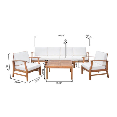 Perla Acacia Wood 7-piece Outdoor Chat Set by Christopher Knight Home