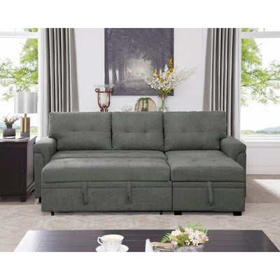 Reversible Sectional Sofa with Pull-Out Sleeper Bed, Hidden Storage Chaise, Durable Legs,