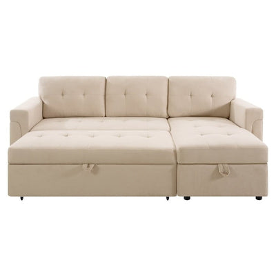 Reversible Sectional Sofa with Pull-Out Sleeper Bed, Hidden Storage Chaise, Durable Legs,
