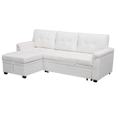 Reversible Sectional Sofa with Pull-Out Sleeper Bed, Hidden Storage Chaise, Durable Legs,