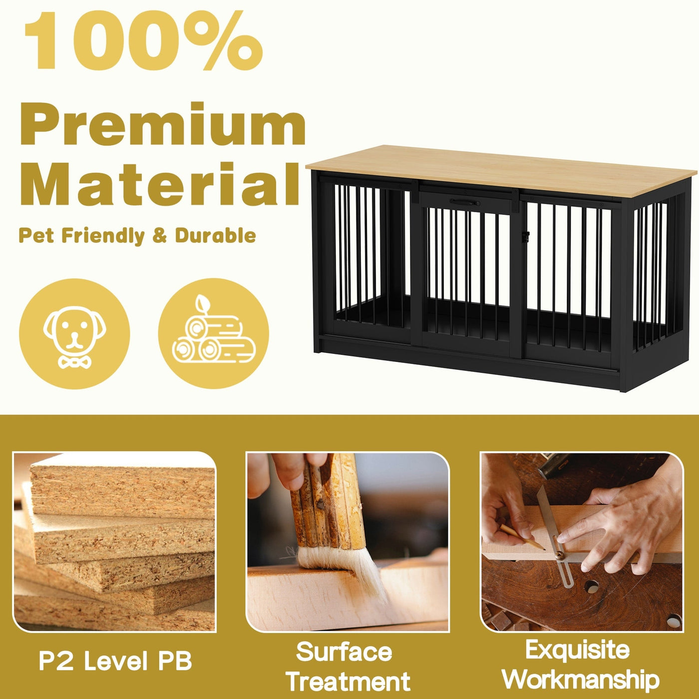 Pet Residence with Iron Tube Reinforcement Stylish & Sturdy Dog Crate