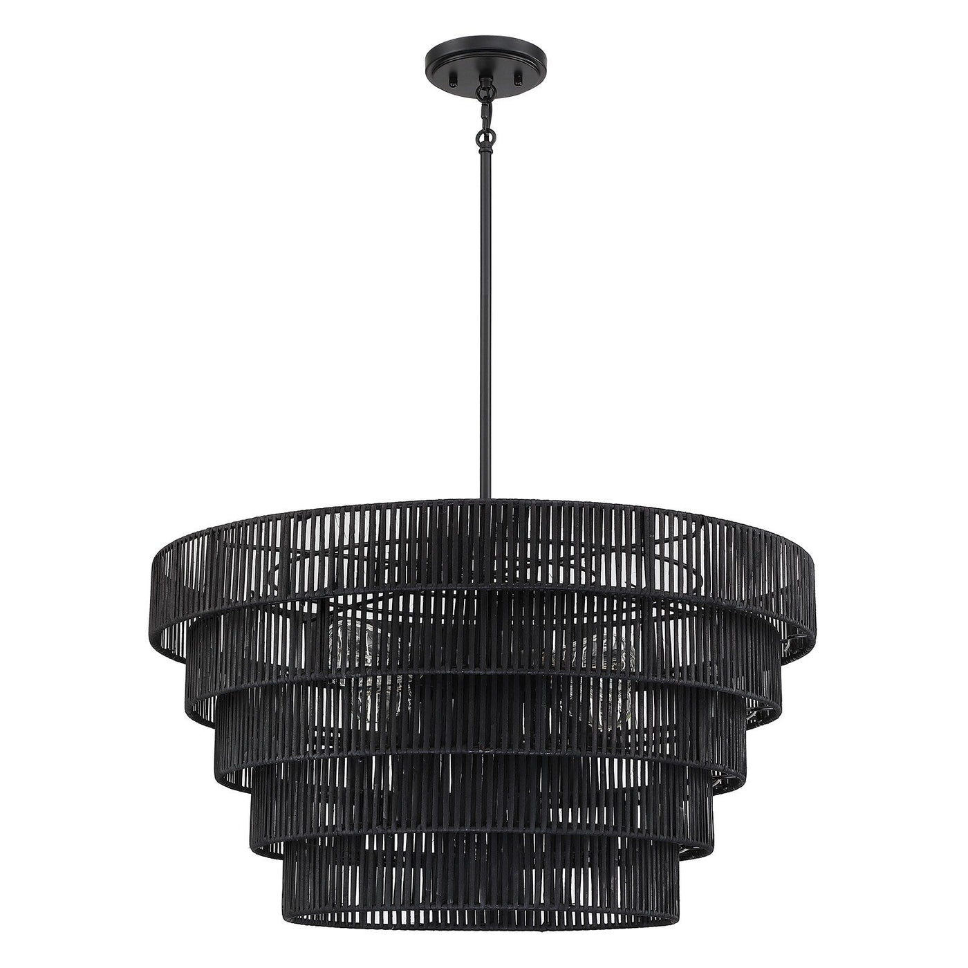 Piersan 5-Light Modern Bohemian Chandelier with Tiered Rattan Shade - 26 in. W